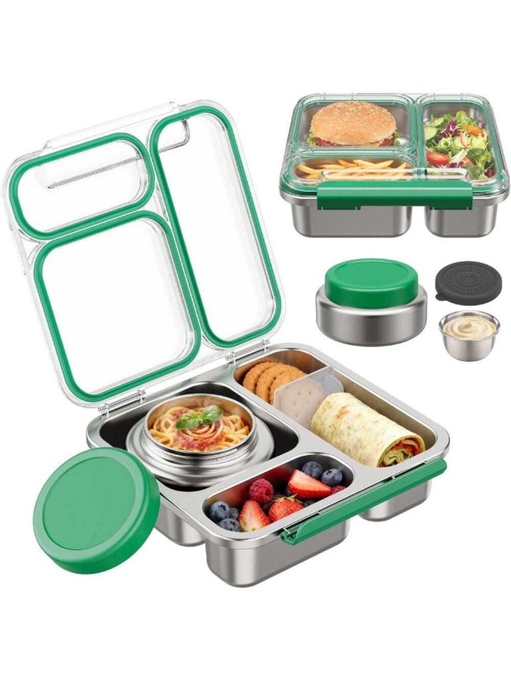 Stainless Steel Bento Box with Insulated Food Jar & Divider - Lunch Box for